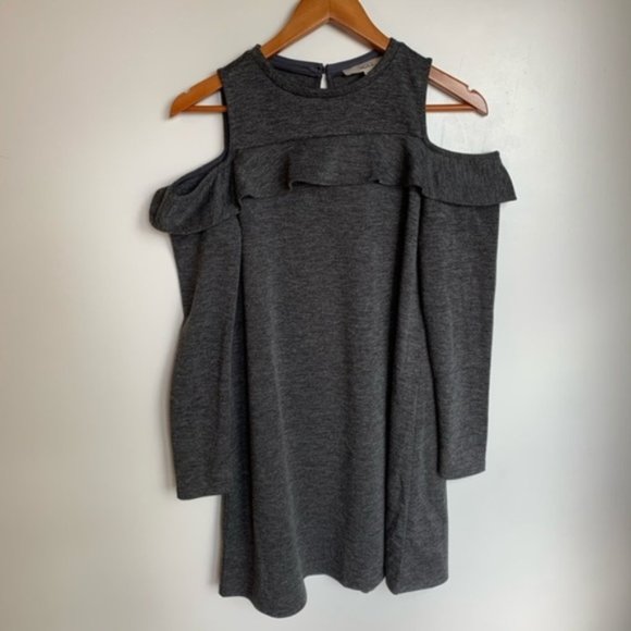LOFT Cold Shoulder Ruffle Dress - Picture 2 of 5